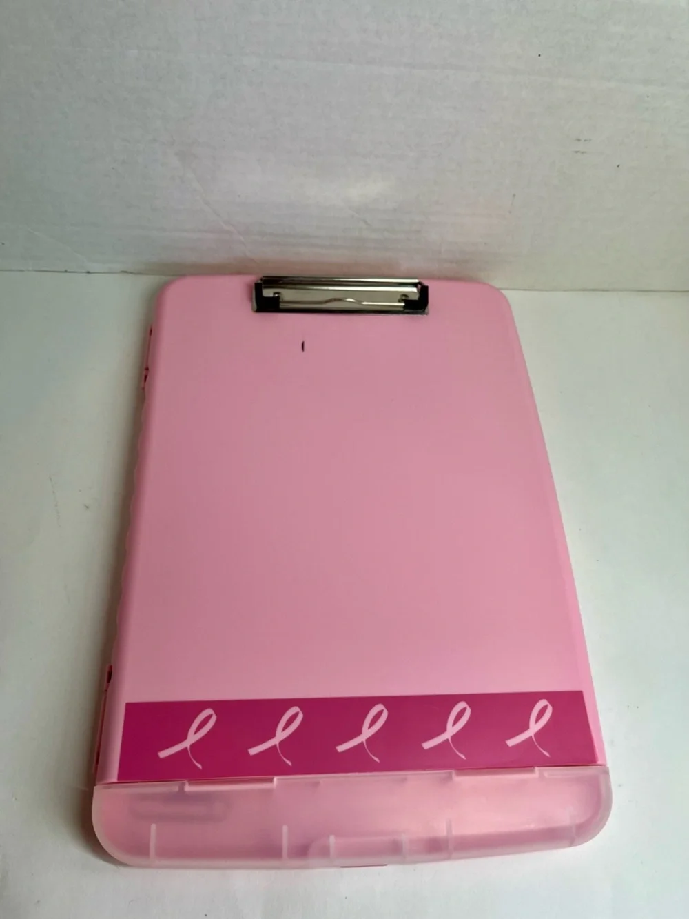 PINK BREAST CANCER AWARENESS CLIPBOARD STORAGE HARD CASE (9 1/2 x 14)